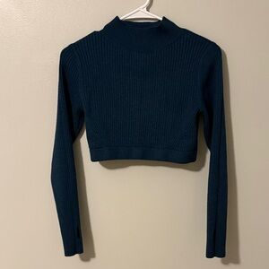 Wild Fable Dark Teal Ribbed Crop Sweater